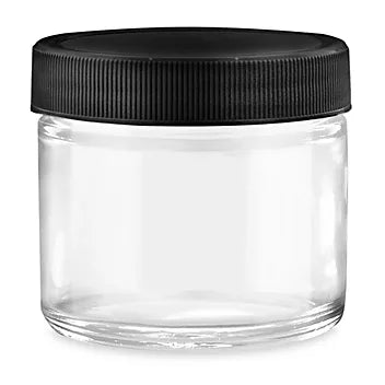 2oz black lid glass jar
