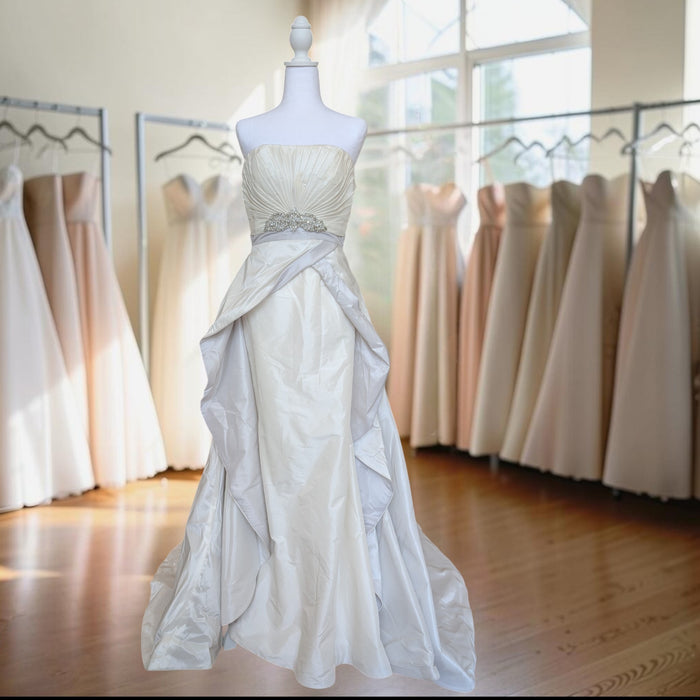 2015 Ivory Strapless Wedding Dress Size 10 | Beaded Couture Ball Gown