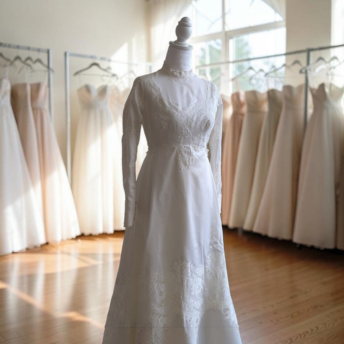 Vintage 1977 Lace Wedding Dress – Size 6 Bridal – Long Sleeve – Beautiful Condition