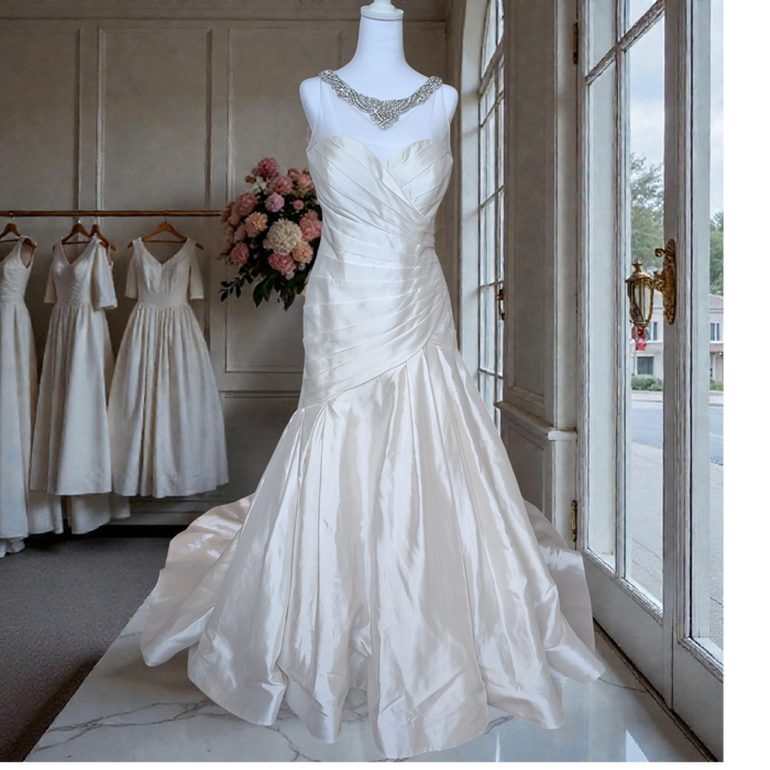 Jasmine Couture Wedding Dress – Elegant Ivory Satin Mermaid Gown