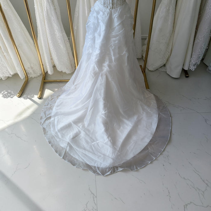 Strapless Beaded Bodice Wedding Dress with Ruffled Skirt – Size 2