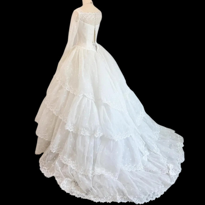 1960 Vintage Wedding Dress | Romantic Lace & Tiered Bridal Gown