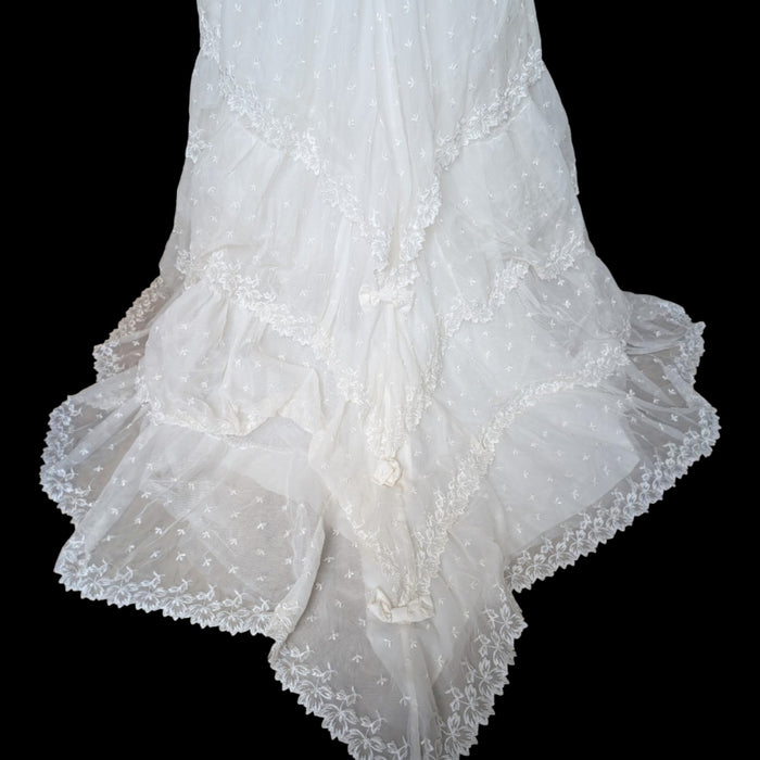 1960 Vintage Wedding Dress | Romantic Lace & Tiered Bridal Gown